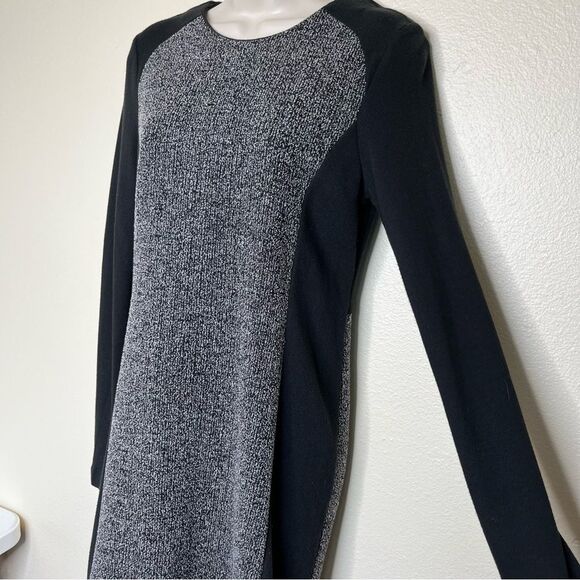 Lou and Grey Colorblock Gray Tweed Look Front Panel Black Sweater Dress Women XS - Picture 5 of 13
